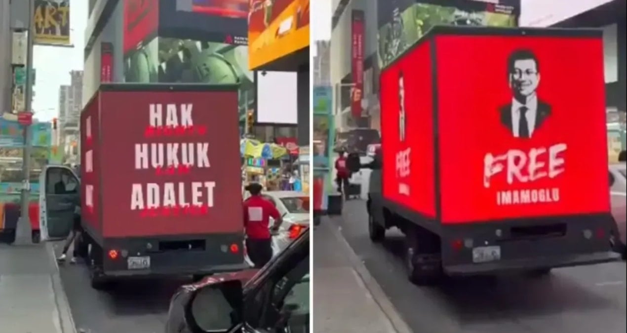 Erdoğan’ın ABD Ziyareti Sırasında New York'ta 'Free İmamoğlu' Kamyonu Görüntülendi