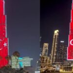 Dünyanın En Yüksek Gökdeleni Burj Khalifa'ya Türk Bayrağı Yansıtıldı