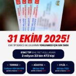 Eski tip sürücü belgeleri için son tarih 31 Ekim 2025 olarak belirlendi