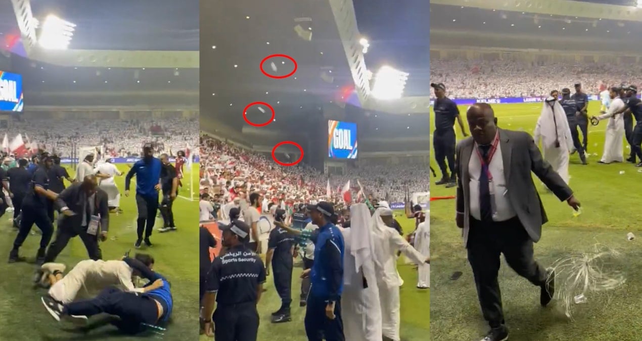 Katar'da maç sonrasında taraftarlar sahaya yabancı maddeler fırlattı