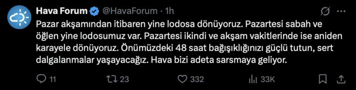 Sert rüzgar dalgası Pazar akşamından itibaren Türkiye'yi etkileyecek