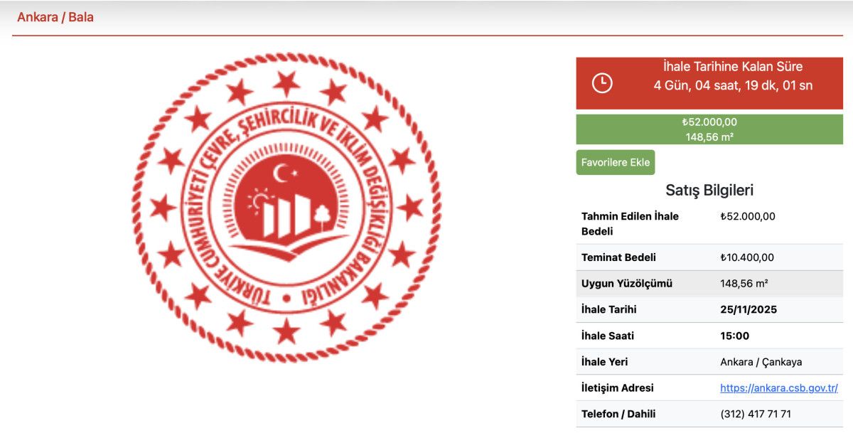 Ankara'da 30 bin TL'ye arsa, 52 bin TL'ye tarla ihale ediliyor