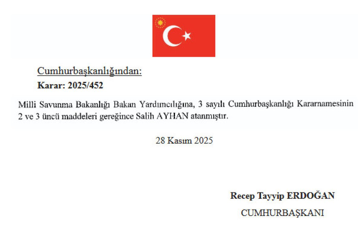 Milli Savunma Bakan Yardımcılığına Salih Ayhan Atandı