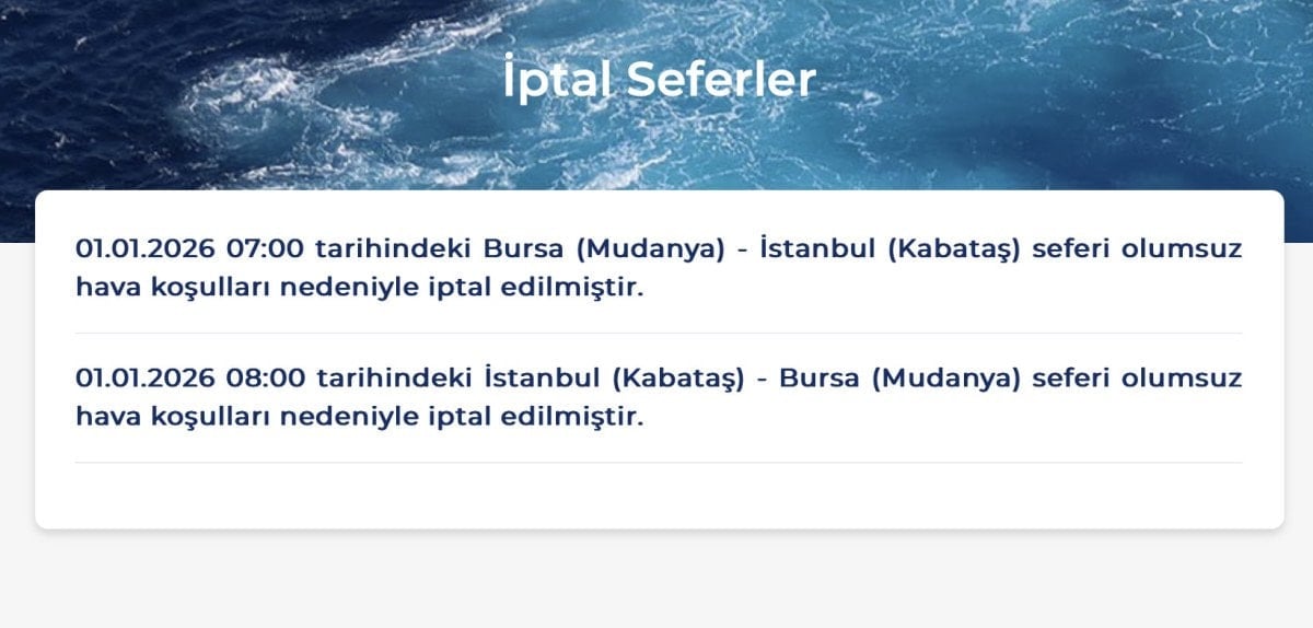 BUDO, Olumsuz Hava Koşulları Nedeniyle 1 Ocak Seferlerini İptal Etti