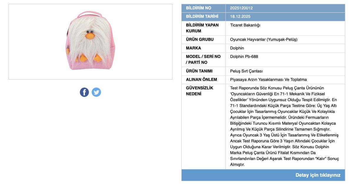 Dolphin Markalı Sırt Çantası Güvensiz Bulundu, Bakanlık Toplatma İşlemi Başlattı