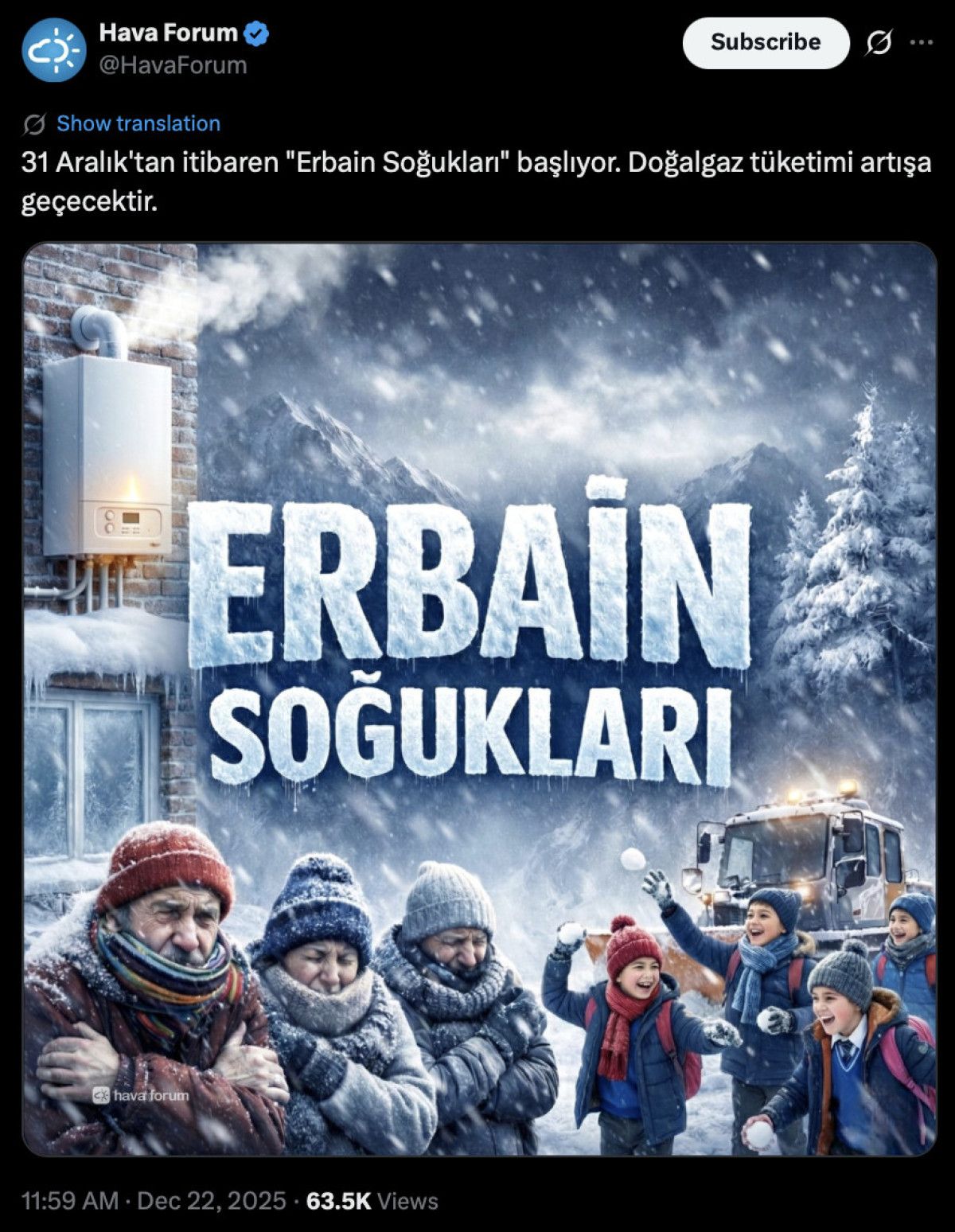 Yeni Soğuk Hava Dalgası 31 Aralık’ta Başlıyor, Doğalgaz Tüketimi Artacak