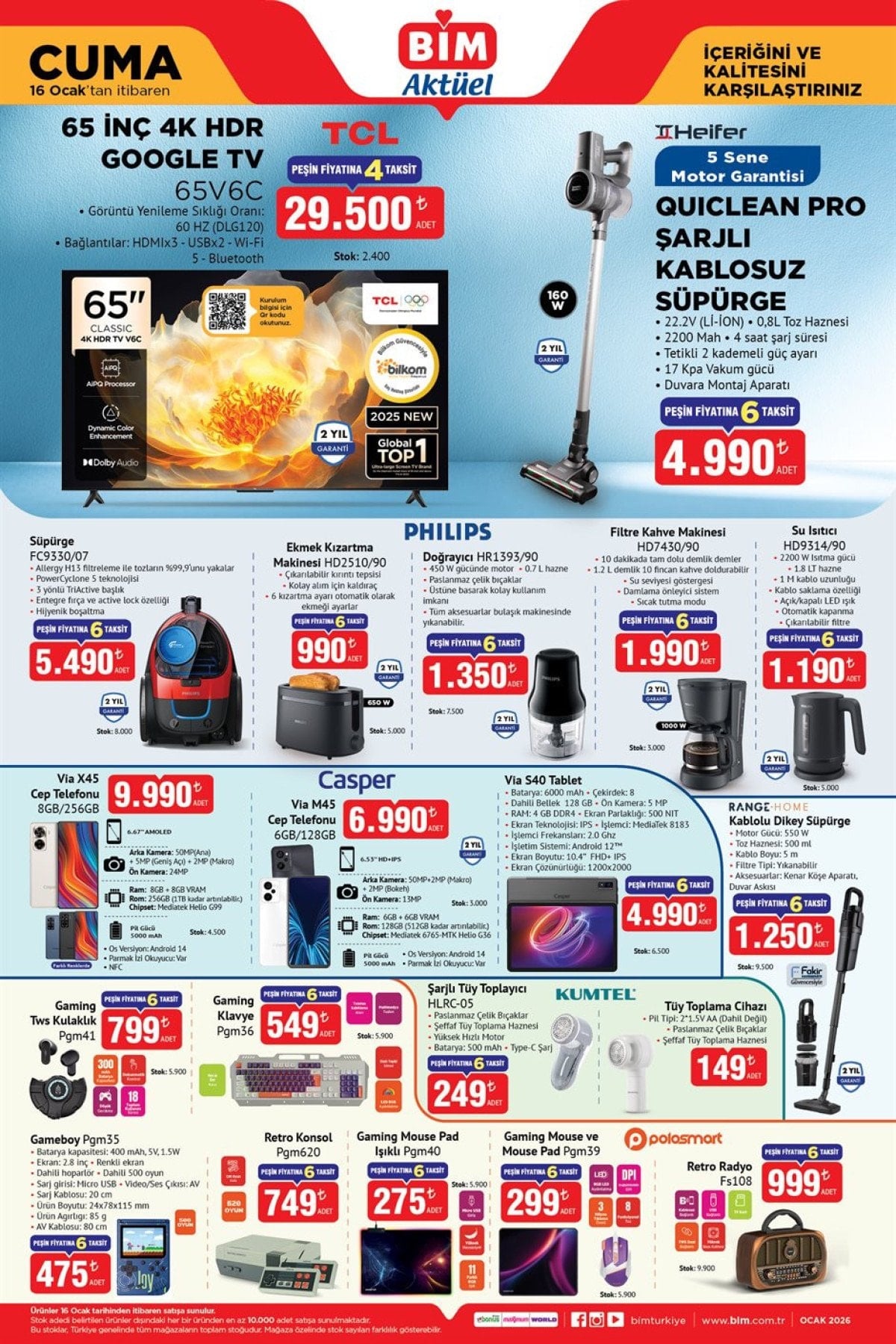 BİM’in 16 Ocak Aktüel Kataloğu Teknoloji Severleri İçin Zengin Ürün Seçenekleri Sunuyor
