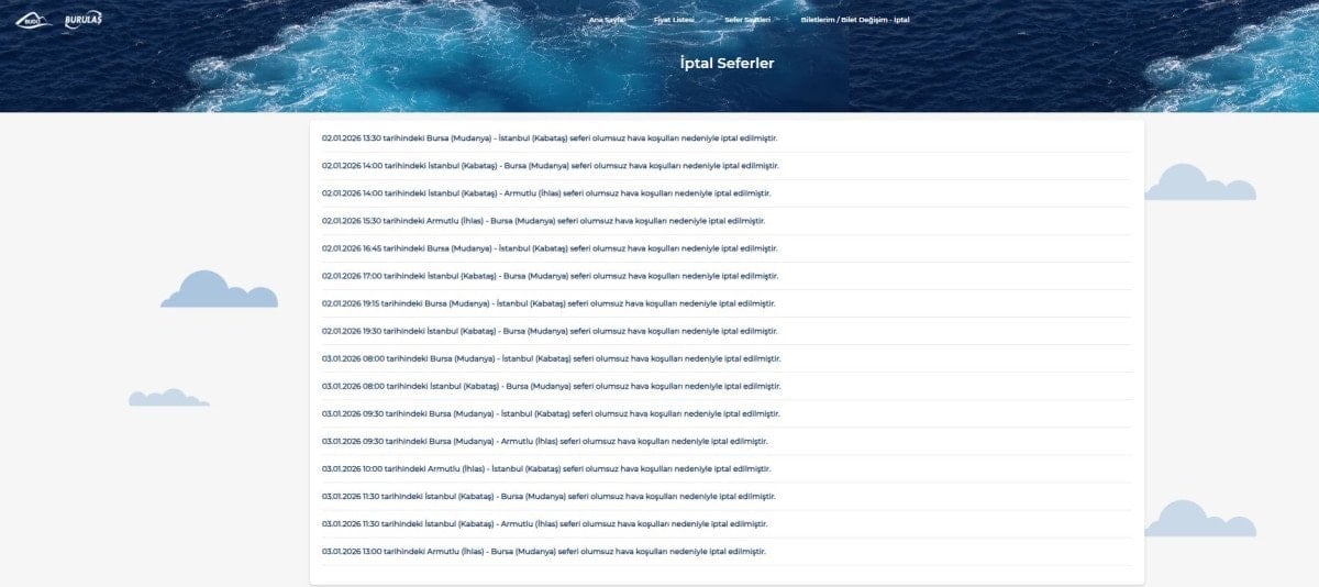 BUDO'nun Sekiz Seferi Olumsuz Hava Koşulları Nedeniyle İptal Edildi