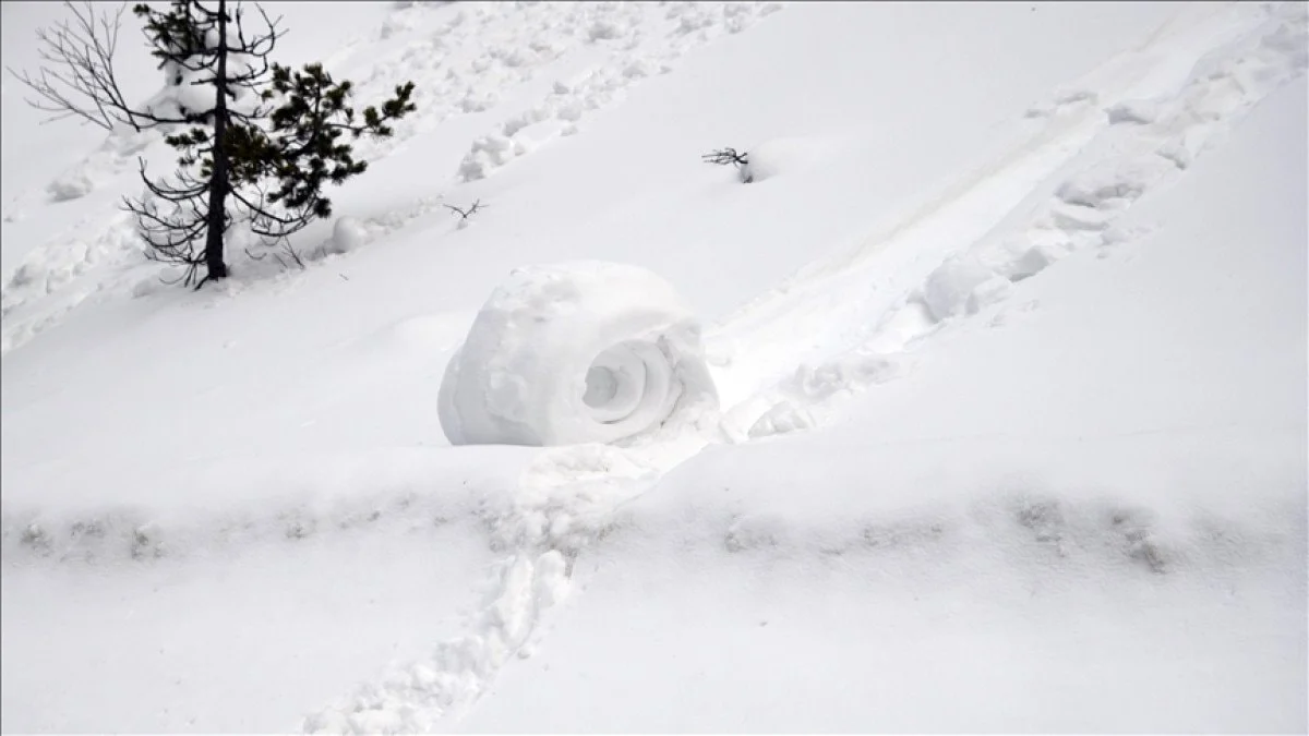 Ilgaz Dağı'nda Nadir Görülen Kar Ruloları Dikkat Çekiyor