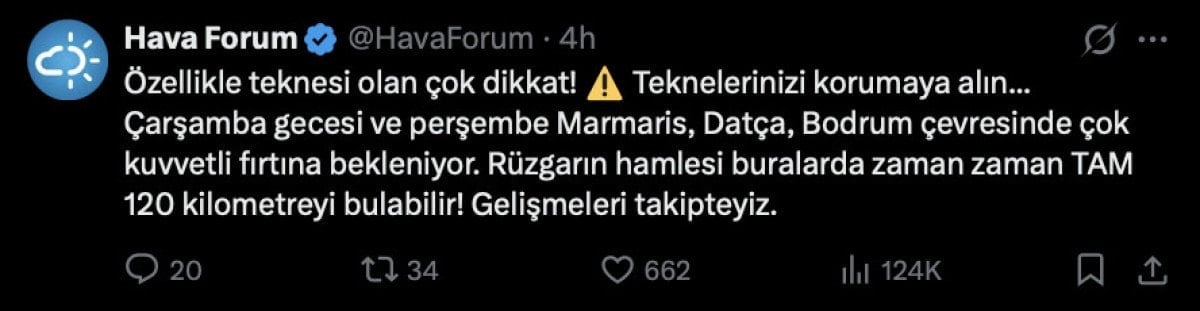 Muğla Kıyı İlçeleri İçin Kuvvetli Fırtına Uyarısı Yapıldı