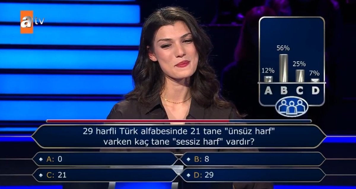 Yarışmada Türk alfabesi sorusunu yanlış cevaplayarak elenen yarışmacı gözleri üzerine çekti