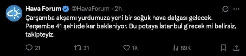 41 ilde kar yağışı bekleniyor: Uzmanlar çarşamba gününe dikkat çekti