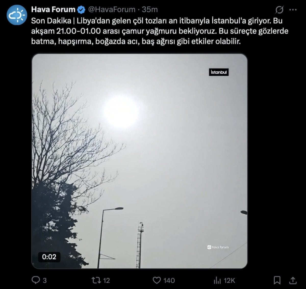 Libya'dan Gelen Toz Bulutları Türkiye'de Hava Kalitesini Düşürecek