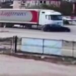 Amasya'da Tırın Önüne Katıp Sürüklediği Otomobilin Kazası Güvenlik Kamerasına Yansıdı