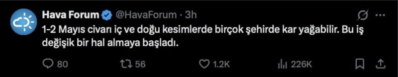 Mayıs Ayında Türkiye'nin İç ve Doğu Kesimlerinde Kar Yağışı Bekleniyor