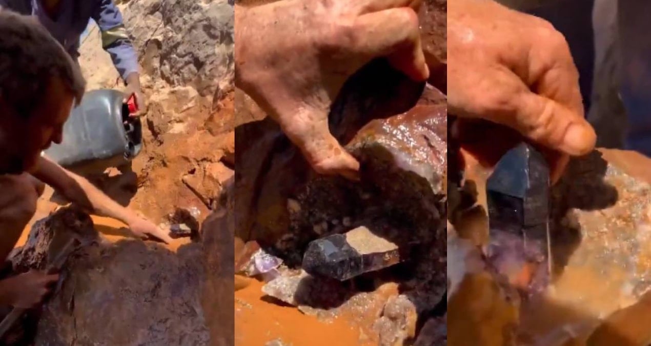 Namibya'dan dev ametist kristali çıkartıldı