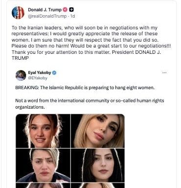 Trump, İran'daki 8 Kadın Protestocunun İdam Edilmeyeceğini Açıkladı