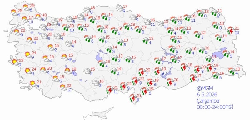 Sıcaklıklar Mevsim Normallerine Dönüyor, Bazı Bölgelerde Sağanak Yağışlar Devam Edecek