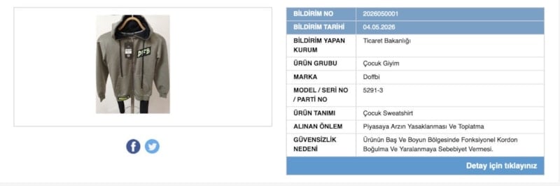 Ticaret Bakanlığı'ndan Çocuk Kıyafetlerine Güvensizlik Uyarısı ve Yasaklama