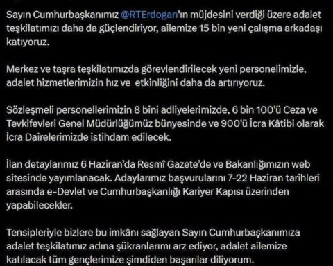 Adalet Bakanlığına 15 bin yeni personel alınacak